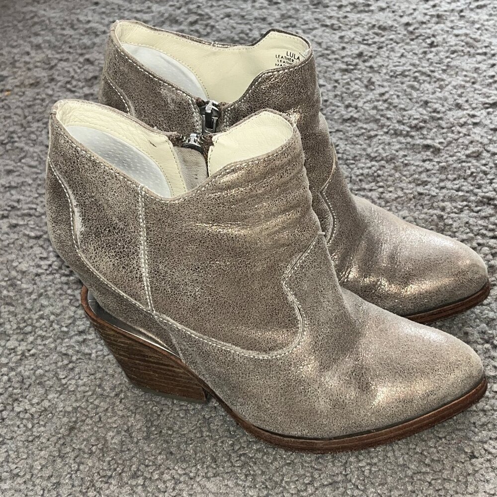 ASH LULA Pewter Metallic Funky Heel Side Zip Western B